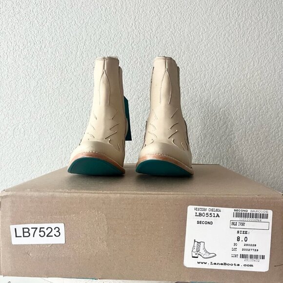 Lane CHELSEA Womens Cowboy Bootie 8 Western Pale Ivory Short Cowgirl Ankle Boots - Picture 13 of 14